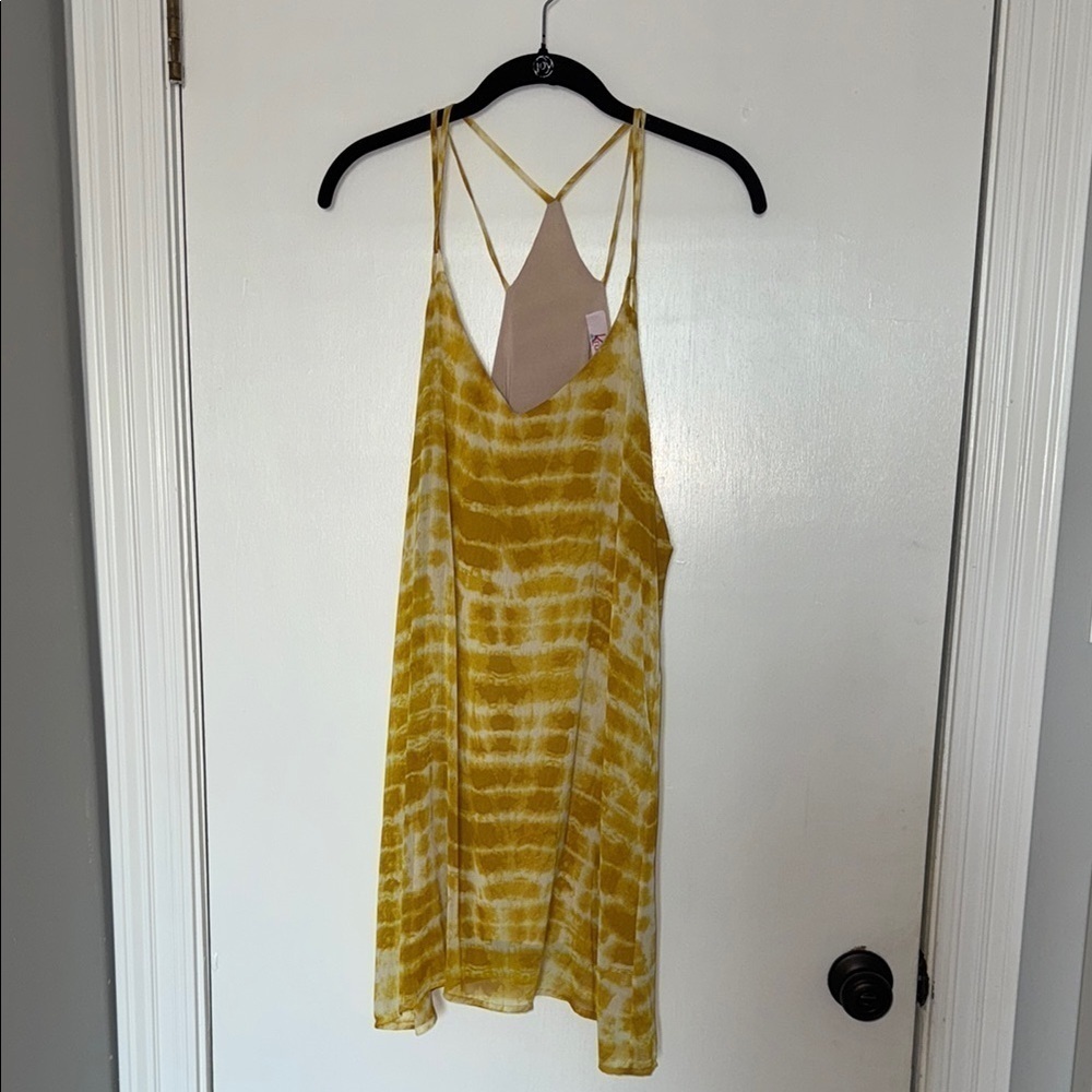 Krush- boutique Yellow Tie-Dye Strappy Dress- size large (can fit medium/small)